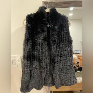 Aqua Black Faux Fur Vest